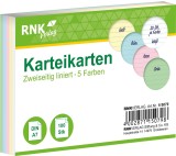RNK Verlag Karteikarten - DIN A7, liniert, farbig sortiert, 100 Karten mit Kopflinie Karteikarten