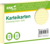 RNK Verlag Karteikarten - DIN A6, liniert, gelb, 100 Karten mit Kopflinie Karteikarten A6 quer gelb