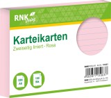 RNK Verlag Karteikarten - DIN A6, liniert, rosa, 100 Karten mit Kopflinie Karteikarten A6 quer rosa