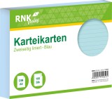 RNK Verlag Karteikarten - DIN A5, liniert, blau, 100 Karten mit Kopflinie Karteikarten A5 quer blau