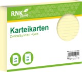 RNK Verlag Karteikarten - DIN A5, liniert, gelb, 100 Karten mit Kopflinie Karteikarten A5 quer gelb