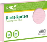 RNK Verlag Karteikarten - DIN A5, liniert, rosa, 100 Karten mit Kopflinie Karteikarten A5 quer rosa