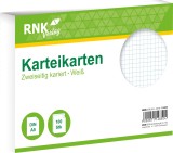 RNK Verlag Karteikarten - DIN A5, kariert, weiß, 100 Karten mit Kopflinie Karteikarten A5 quer
