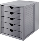 HAN Schubladenbox SYSTEMBOX KARMA - A4/C4, 5 geschlossene Schubladen, öko-grau Schubladenbox A4/C4
