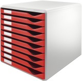 Leitz 5281 Schubladenset Formular-Set - A4/C4, 10 geschlossene Schubladen, lichtgrau/rot A4/C4 10