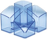 HAN Schreibtisch-Köcher SCALA - 4 Fächern, transparent-blau mit möbelschonenden Gummifüsschen