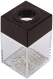 Q-Connect® Büroklammernspender, eckig - schwarz/transparent, 42 x 70 x 42 mm Klammernspender 42 mm