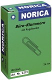 NORICA Büroklammern mit Kugelenden - 24 mm glatt, verzinkt, 100 Stück Büroklammer 24 mm glatt