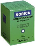 NORICA Büroklammern mit Kugelenden - 24 mm glatt, verzinkt, 1.000 Stück Büroklammer 24 mm glatt