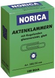 NORICA Aktenklammern mit Kugelenden - 50 mm glatt, verzinkt, 100 Stück Büroklammer 50 mm glatt