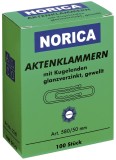 NORICA Aktenklammern mit Kugelenden - 50 mm gewellt, verzinkt, 100 Stück Büroklammer 50 mm gewellt