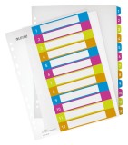 Leitz 1244 Register Serie WOW - 1-12, A4 Überbreite, PP, 12 Blatt, farbig volldeckend Register 1-12