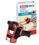 tesa® Handabroller Classic - Rollen bis 50 mm x 66 m Packbandabroller schwarz/rot/gold 205 mm 665 g