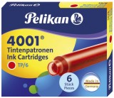 Pelikan® Tintenpatrone 4001® TP/6 - brillant-rot, 6 Patronen Tintenpatrone brillantrot 6 Patronen