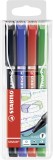 STABILO® Fineliner mit gefederter Spitze - SENSOR F - fein - 4er Pack - schwarz, blau, rot, grün