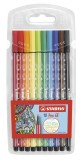 STABILO® Premium-Filzstift - Pen 68 - 10er Pack - mit 10 verschiedenen Farben Faserschreiberetui