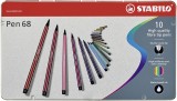 STABILO® Premium-Filzstift - Pen 68 - 10er Metalletui - mit 10 verschieden Farben ca. 1 mm