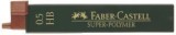 Faber-Castell Feinmine SUPER-POLYMER - 0,5 mm, HB, tiefschwarz, 12 Minen Feinmine tiefschwarz 0,5 mm