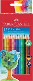 FABER-CASTELL Buntstift Colour GRIP - 12 Farben, Kartonetui ergonomische Dreikantform mit Namensfeld