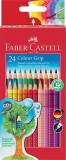 FABER-CASTELL Buntstift Colour GRIP - 24 Farben, Kartonetui ergonomische Dreikantform mit Namensfeld