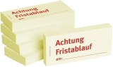 Haftnotizen Achtung Fristablauf am - 75 x 35 mm, 5x 100 Blatt Haftnotiz gelb 75 mm 35 mm Papier