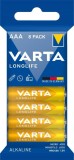 Varta Batterien LONGLIFE - AAA, 8 Stück Alkali Batterie AAA/MN2400/LR03/E92/Micro 1,5 Volt 10,5 mm