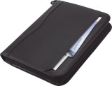 Alassio® Ringbuchmappe REGGIO - A4, Lederimität, schwarz inkl. Solar-Taschenrechner und A4 Block