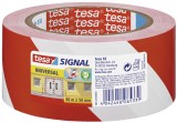 tesa® Markierungsklebeband Universal - rot/weiß - 66 mm x 50 m Warnmarkierungsband rot/weiß