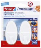 tesa® Powerstrips® Systemhaken - ablösbar, oval, weiß, Tragfähigkeit 2 kg Haken 2 kg weiß