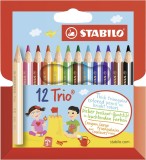 STABILO® Dreikant-Buntstift - Trio dick kurz - 12er Pack - mit 12 verschiedenen Farben 4,2 mm