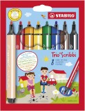 STABILO® Gefederter Dreikant-Filzstift - Trio Scribbi - 8er Pack - mit 8 verschiedenen Farben