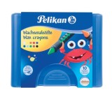Pelikan® Wachsmalstift 655/10 - 10 Farben sortiert, rund, Box mit 10 Stiften + 1 Schaber rund 11 mm