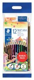 Staedtler® Farbstift Noris Club® Promotion Set - 12 Farbstifte + Radierer und Bleistift 3 mm Holz