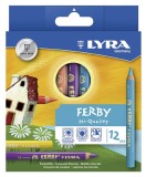 LYRA Farbstifte Ferby lackiert 12 Stück im Etui dreiflächig Farbstiftetui sortiert Ø 6,3 mm