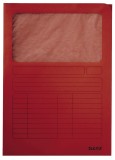 Leitz 3950 Sichtmappe - A4, oben und rechte Seite offen, 100 Stück, rot, Karton Sichtmappe rot A4