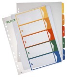 Leitz 1291 Zahlenregister - PP, blanko, bedruckbar, A4 Überbreite, 5 Blatt, farbig volldeckend 1-5