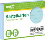 RNK Verlag Karteikarten - DIN A8, liniert, blau, 100 Karten mit Kopflinie Karteikarten A8 quer blau