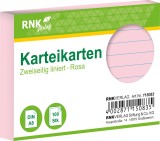 RNK Verlag Karteikarten - DIN A8, liniert, rosa, 100 Karten mit Kopflinie Karteikarten A8 quer rosa