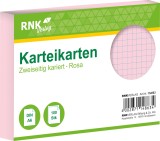 RNK Verlag Karteikarten - DIN A6, kariert, rosa, 100 Karten mit Kopflinie Karteikarten A6 quer rot