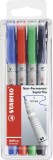 STABILO® Folienstift - OHPen universal - wasserlöslich superfein - 4er Pack - grün, rot, blau, schwarz