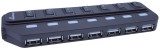 MediaRange USB 2.0 Hub 1:7 mit seperaten Ein-/Aus-Schaltern USB Hub schwarz USB 2.0 7