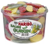Haribo Saure Gurken Dose mit 150 St Fruchtgummi Saure Gurken 150 Stück