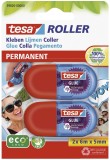 tesa® Kleberoller Mini Einweg - permanent, 6 m x 5 mm, 2er Pack Blisterverpackung Kleberoller