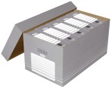 Elba Transportbox tric maxi - stabile Wellpappe, Archivierung / Transport von Hängeregistraturen A4, grau/weiß