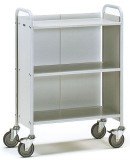 fetra® Bürowagen - 3 Böden/2 Seitenwände/Rückwand - 720 x 350 mm, max. 150 kg, lichtgrau 385 mm