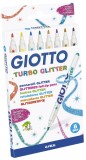 GIOTTO Faserschreiber Turbo Glitter - 8 Farben sortiert Faserschreiberetui Etui mit 8 Glitterfarben