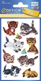 Avery Zweckform® Z-Design 4346, Kinder Sticker, Katzen, 3 Bogen/30 Sticker Deko-Etiketten Katzen 3
