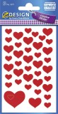 Avery Zweckform® Z-Design 4371, Deko Sticker, Herzen, 3 Bogen/117 Sticker Deko-Etiketten Herzen rot