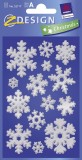 Avery Zweckform® Z-Design 52813, Weihnachtssticker, Schneeflocken, 2 Bogen/28 Sticker Schneeflocken