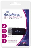 MediaRange USB 3.0 Speicherkartenlese-Stick, schwarz Kartenleser USB 3.0 bis zu 5 Gbit/s